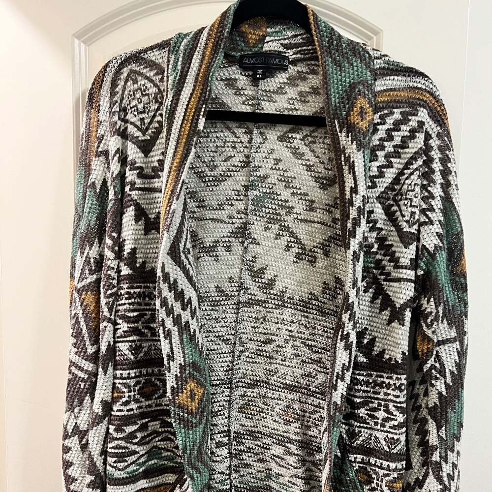 Almost Famous Aztec Multicolor cardigan Size XL